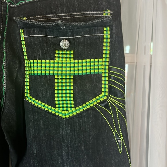 ablanche baggy Skater Y2K Embroidered jeans Men’s Size 34” Inseam 28” and 16W - Picture 2 of 12